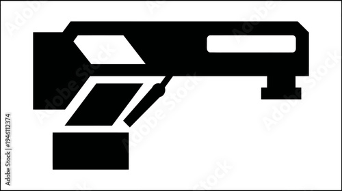 Modern Black Silhouette of a Futuristic Sci-Fi Blaster Icon Vector Illustration for Gaming, Technology, and Digital Design