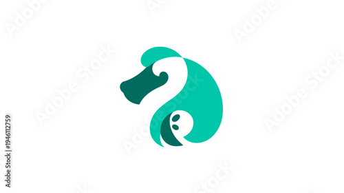 Elegant abstract platypus logo design with a unique fluid shape in vibrant teal and dark green, perfect for modern branding.