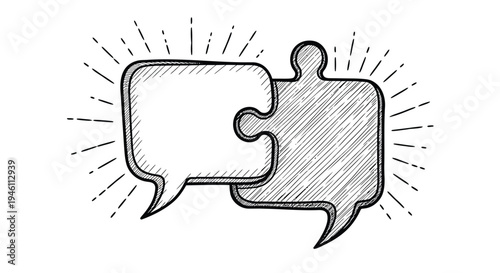 Vector illustration of 2 puzzle speech bubbles