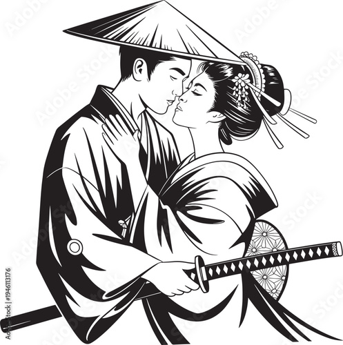 Illustration of a samurai warrior with a sword