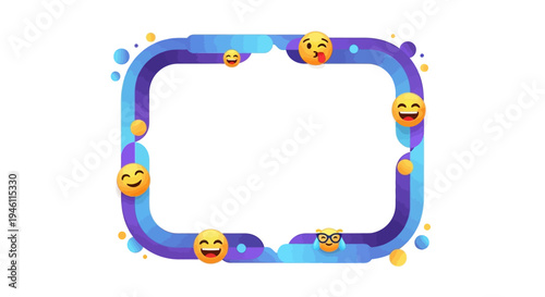 A colorful vector illustration of a social media frame with emojis and a blank space for celebration on International Day of Happiness with a joyful mood and vibrant design elements