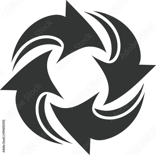 Circular Recycling Arrows Symbol Eco Sustainability Vector.
Minimal flat vector illustration of circular recycling arrows symbol representing sustainability, recycling and zero waste environmental con