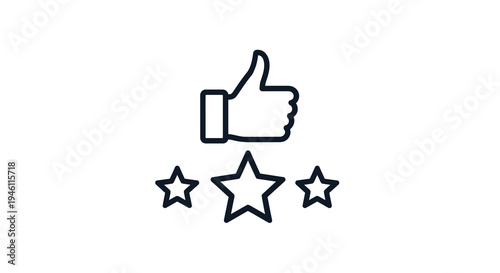Thumbs Up Icon with Stars Vector Illustration for Positive Feedback, Rating and Success Concepts