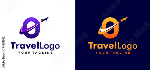 letter o logo design. airplane flight line forms letter o logo design. editable color and vector.
