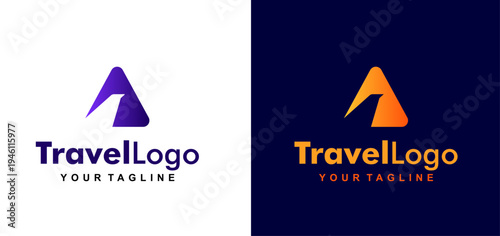 flight line initial letter a logo design. airplane flight line forms letter a logo design. editable color and vector.