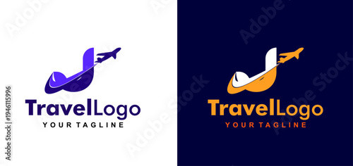 flight line initial letter j logo design. airplane flight line forms letter j logo design. editable color and vector.