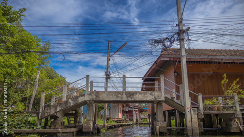 The chaos of cables and wires  in Bangkok, Thailand. 