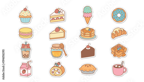 Colorful illustrations of sweet baked goods.