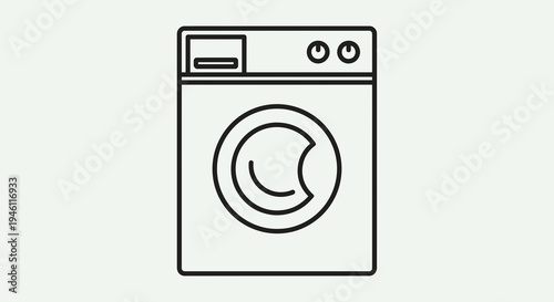 Washing Machine Vector Illustration, Simple Line Art Icon, Household Appliance Graphic for Laundry Room Design and Cleaning Services