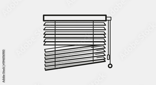 Window Blinds Vector Illustration, Interior Design Element, Home Decor and Renovation Concept, Clean Line Art Graphic