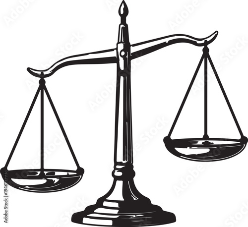 Scales of Justice Illustration: Vintage Engraving Style Symbol for Law and Ethics