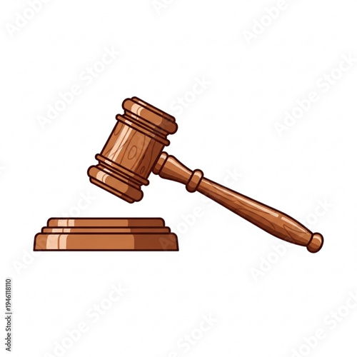 A wooden gavel and sound block used in courtrooms for judicial proceedings and decision making