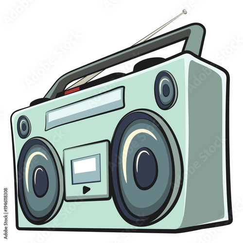 cute retro boombox radio isolated vector illustration, work of hand drawn