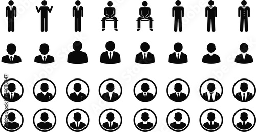 Business People Avatar Icons Set Male User Profile Silhouette Collection Corporate Person Vector Pack