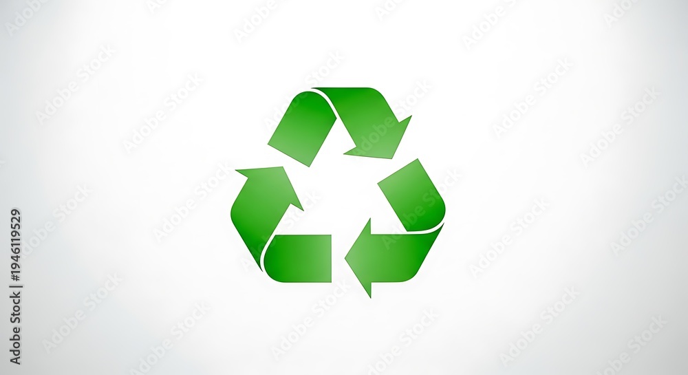 Obraz premium Green recycle symbol on a white background, representing sustainability and environmental efforts