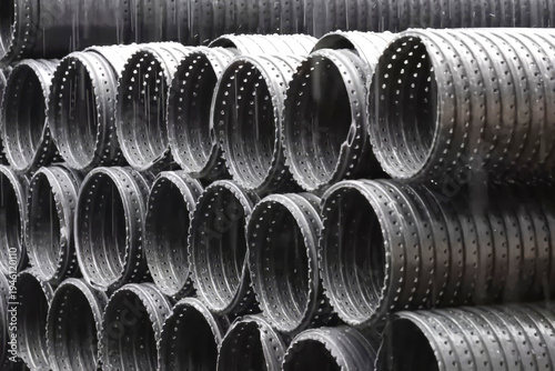 Perforated Plastic Wide Pipes In Storage Warehouse