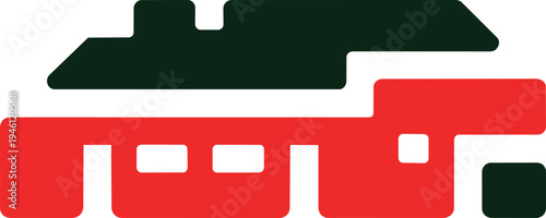 Isolated Military Tank on Red and Green Barricade Graphic Illustration