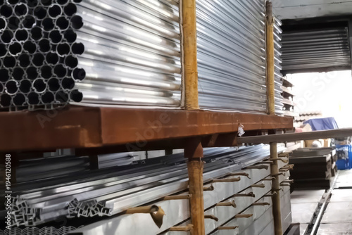 stacked corners and tube squares made of aluminum storage and tr