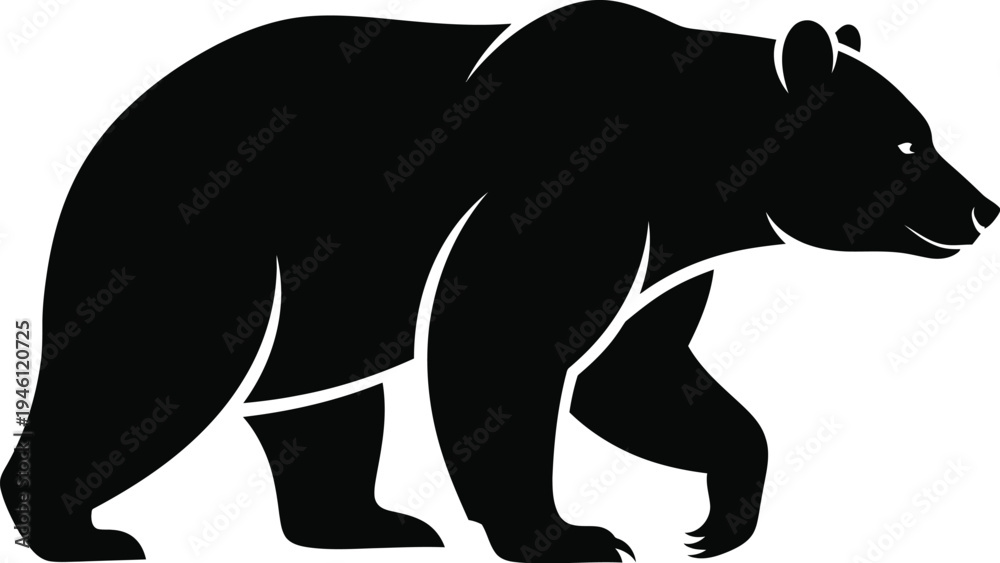 Fototapeta premium Black Bear Silhouette Vector Illustration: Powerful Wildlife Symbol for Logos, Nature Designs, and Branding