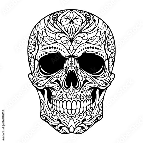 Decorative sugar skull design element.
