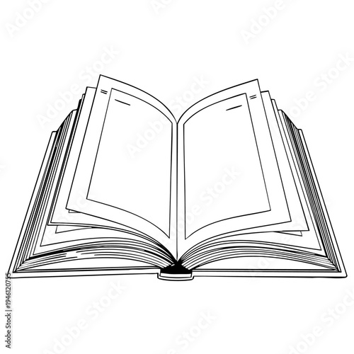 An open book with blank pages.