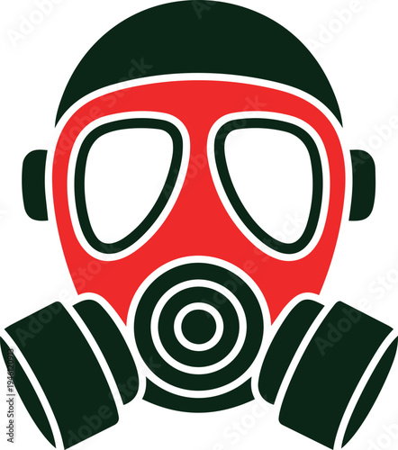 Red Gas Mask Isolated Vector Illustration