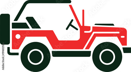 Red Off-Road Jeep Vehicle Adventure Terrain Illustration
