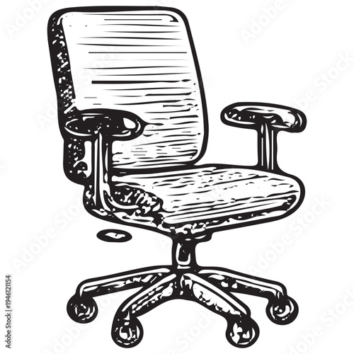 Hand Drawn Office Chair Illustration Ergonomic Workplace Furniture Vintage Sketch Icon