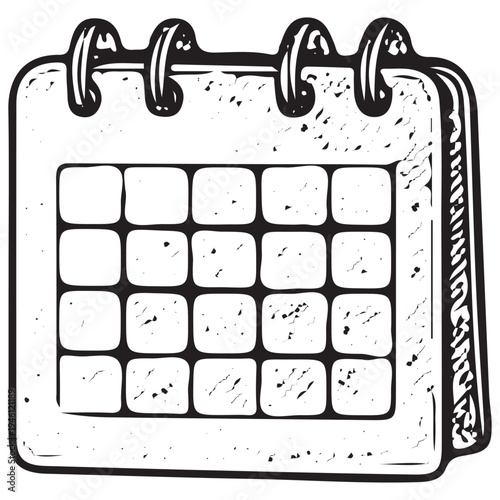 Hand Drawn Calendar Illustration Business Schedule Planner Vintage Office Sketch Icon