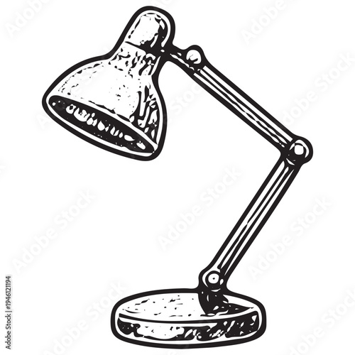 Hand Drawn Desk Lamp Illustration Office Lighting Equipment Vintage Sketch Icon