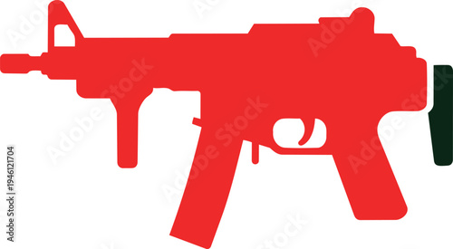 Red Assault Rifle Graphic Isolated Vector Illustration