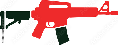 Red Airsoft Rifle with Black and Orange Accents Isolated on White Background