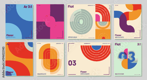 Vibrant abstract geometric shapes in colorful backgrounds for design inspiration