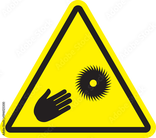 Warning Sign Danger of Hand Injury from Rotating Blade