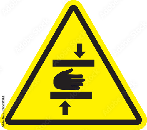 Hand hazard warning symbol for crushing injury
