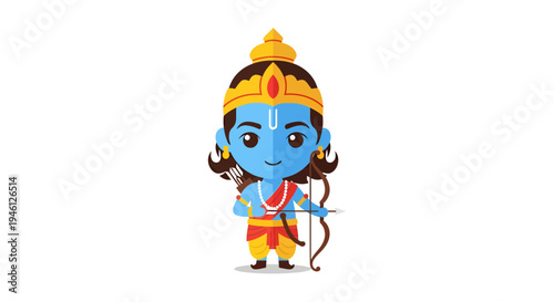 lord rama vector illustration, cartoon style graphic, hindu god concept for religious design