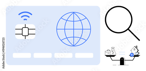 Digital payment concept. Digital payment shows chip technology, banking transactions, and financial management. Digital payment ensures secure systems for global commerce. Finance, technology