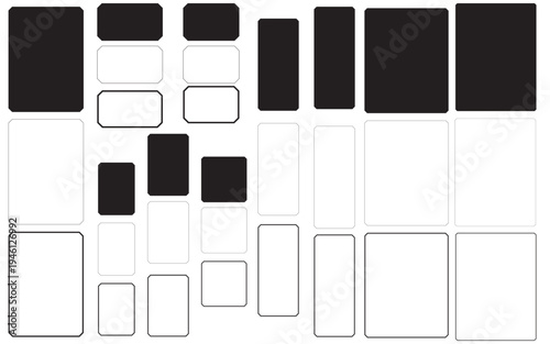 Inverted Corner Wedding Invitation Suite Set Shape Templates, Rectangle Borders and Frames for Stationery, Card Making, Webpages, Posters, Labels, Graphic Design and More