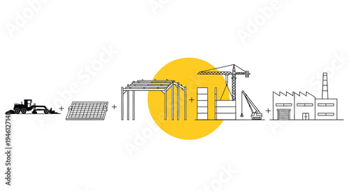 Set of 5 industrial construction icons vector