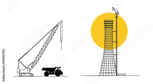 Set of 2 construction crane icons vector
