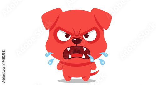 Angry Red Dog Vector Illustration, Cartoon Style Graphic for Pet-Themed Designs