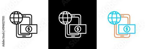 Online Banking on white and black background