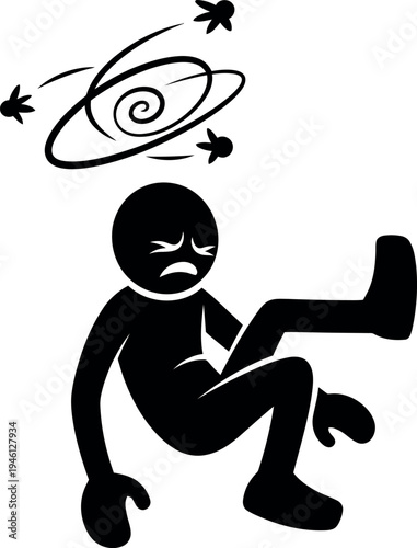 Frustrated person daydreaming about cosmic space while sitting on the ground Vector