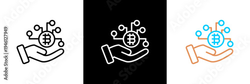 Bitcoin on white and black background