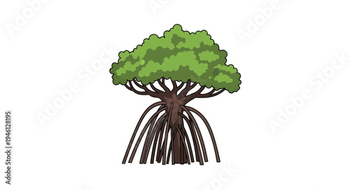 Mangrove Tree Illustration, Vector Style Graphic, Nature, Coastal Ecosystem, Ecology, Environment