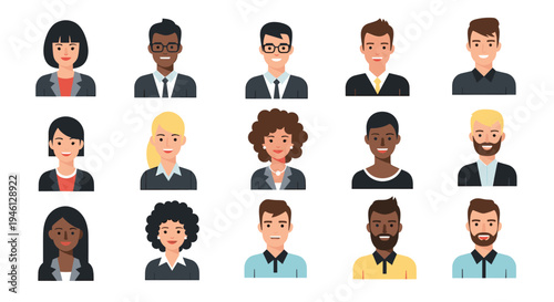 Diverse business people avatars set for professional profiles