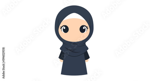 Muslim woman in hijab, Vector Illustration, cartoon style, for design, islam culture