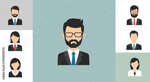 Flat business people avatars for user profiles and team members