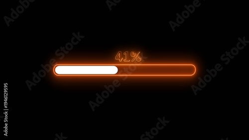 Quadro em tela Neon loading bar illustration displaying 41 percent completion, digital loading bar screen illustration