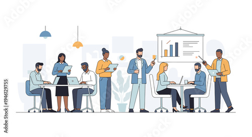 Diverse business team in a presentation meeting at modern office